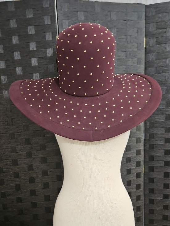 Maison Michel Paris Women\'s Studded Brown Felt Wide-Brim Hat with Floral Accent main image 6